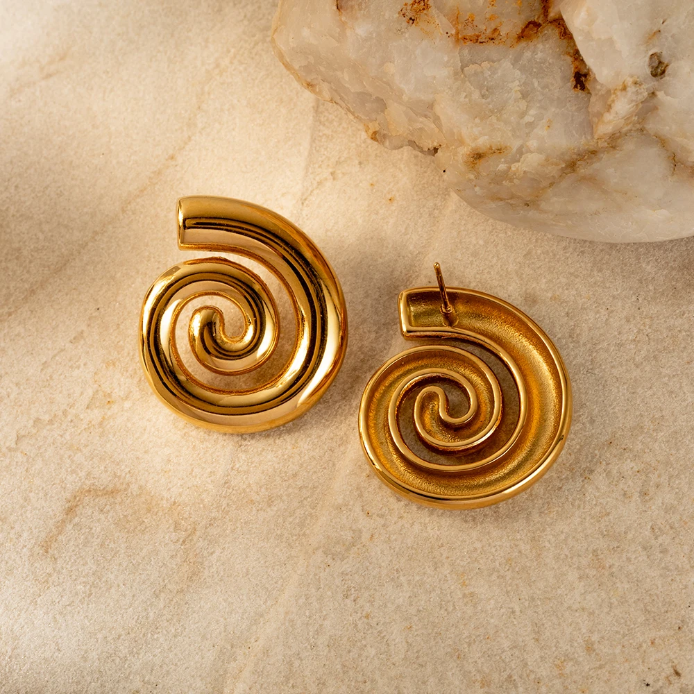 Stainless Steel Gold Spiral Earrings 4 Stainless Steel Gold Spiral Earrings - Image 4