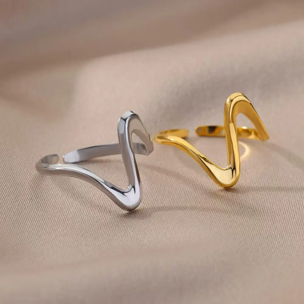 Gold Wave Ring for Women 2 Gold Wave Ring for Women - Image 2