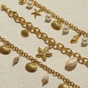 Beach-Inspired Gold Stainless Steel Bracelet