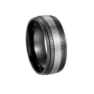 Black and Gold Stainless Steel Ring 8mm Unisex 6 S03a3c0d2dcfc4f159c5da3022f2aff09c