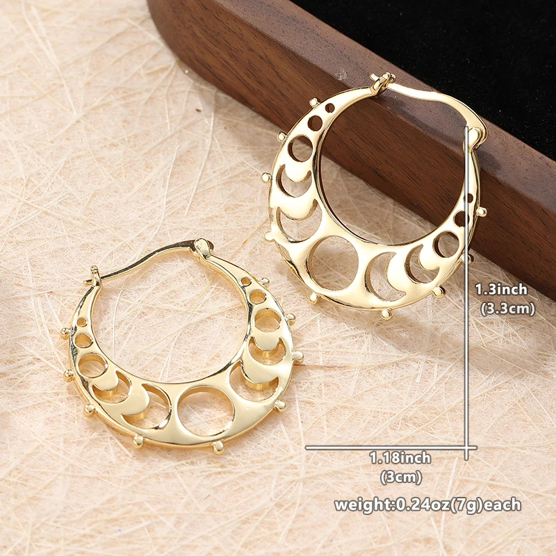 Vintage Celestial Gold Hoop Earrings 3 Vintage Celestial Gold Hoop Earrings - Image 3