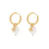 Gold Stainless Steel Hoop Earrings with Pearls