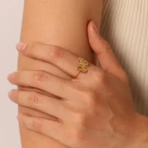 Stainless Steel Butterfly Ring with Gold Finish 11 S041767cb314e4aebac42a53e13e1df75Y