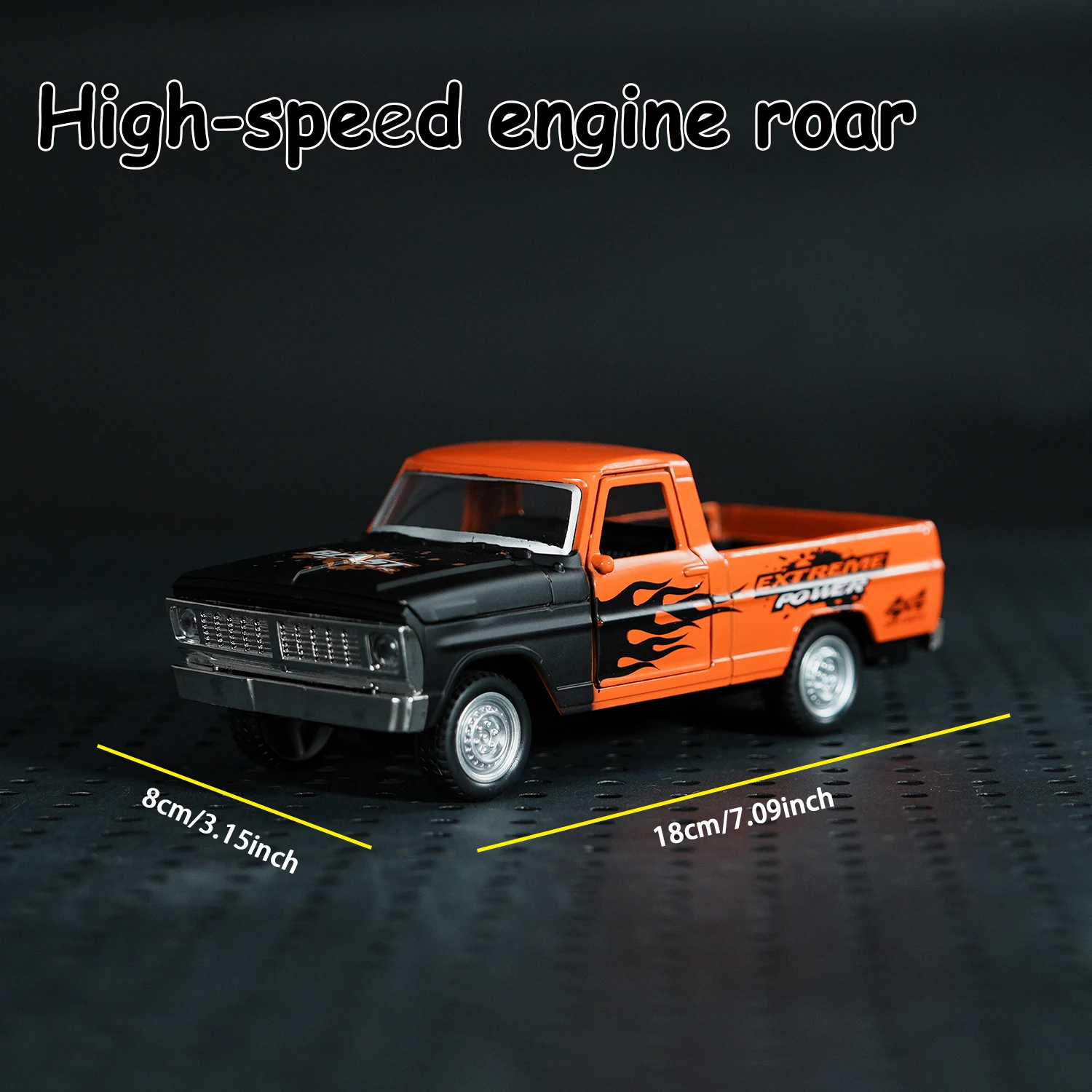 Vibrant Orange 1:22 Die-Cast Pickup Truck Model 4 Vibrant Orange 1:22 Die-Cast Pickup Truck Model - Image 4