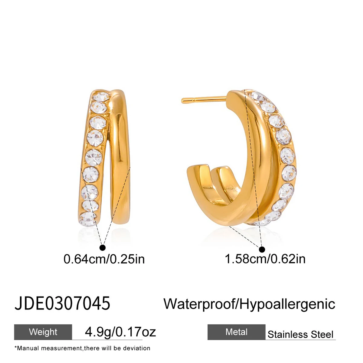 Elegant Stainless Steel Zircon Ear Clips JDE0307050 7 Elegant Stainless Steel Zircon Ear Clips JDE0307050 - Image 7