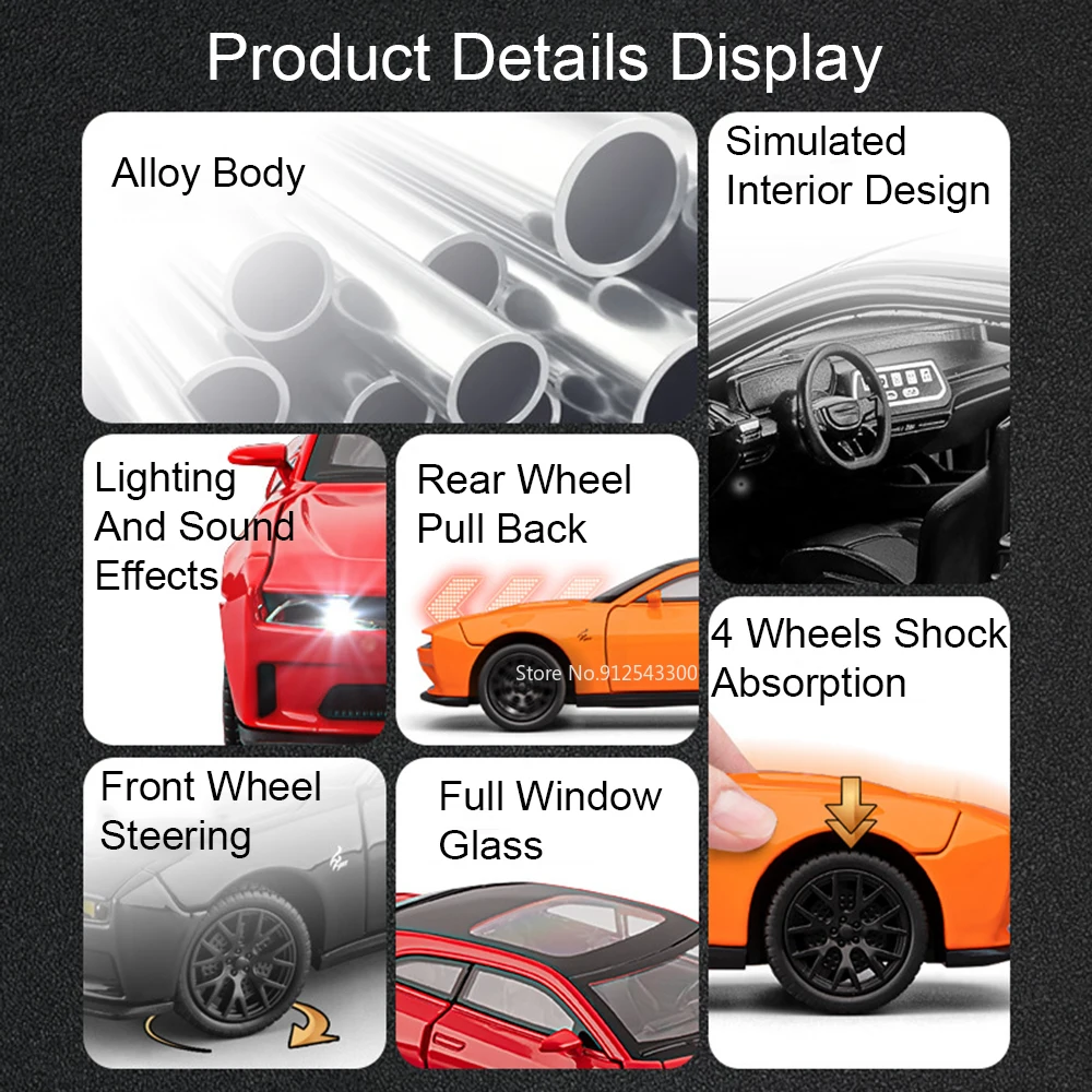 1:32 Scale Diecast Car Model with Lights 2 1:32 Scale Diecast Car Model with Lights - Image 2