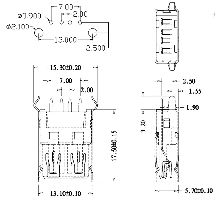 USB 2.0 Type A Female Jack Connectors Set 5 USB 2.0 Type A Female Jack Connectors Set - Image 5