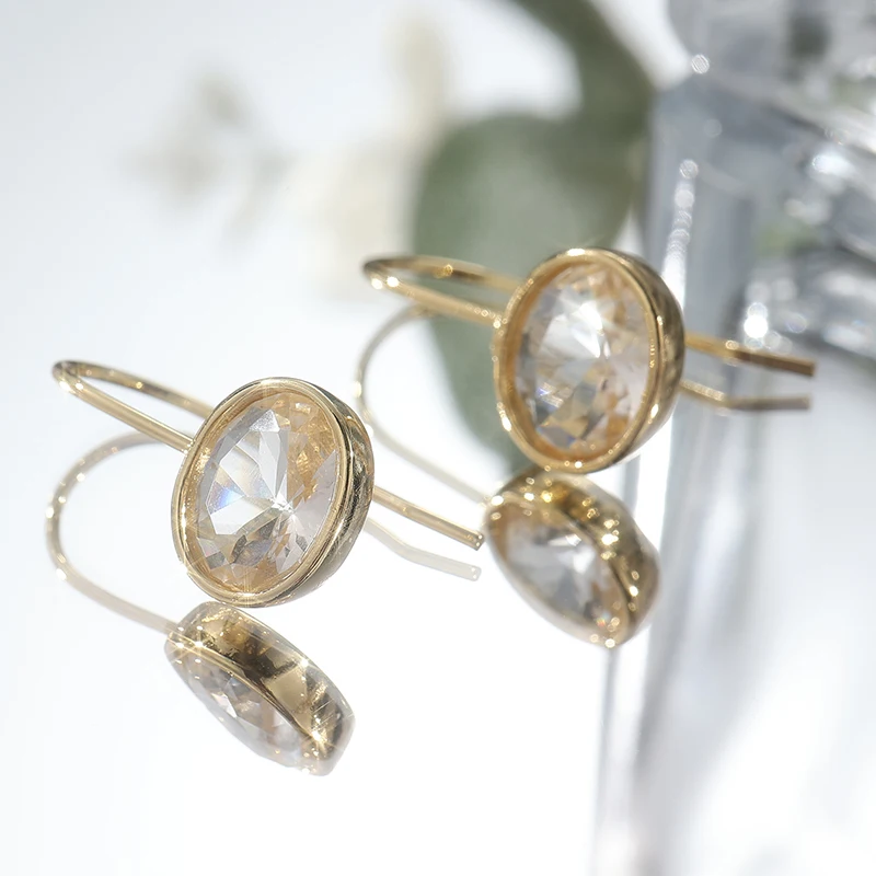 Gold Drop Earrings with Cubic Zirconia 4 Gold Drop Earrings with Cubic Zirconia - Image 4