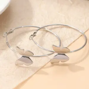 Silver Butterfly Hoop Earrings for Women 7 S0488d61ef5b240f399d39c003238a42aR