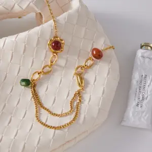 Vintage-Style Stainless Steel Necklace with Gemstones 11 S04a2d91601a645c0a564e10cd079c3d3u