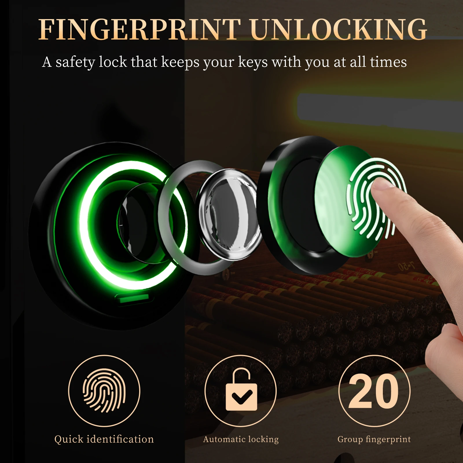 Black Electric Cigar Humidor Cabinet with 300 Slots 5 Black Electric Cigar Humidor Cabinet with 300 Slots - Image 5