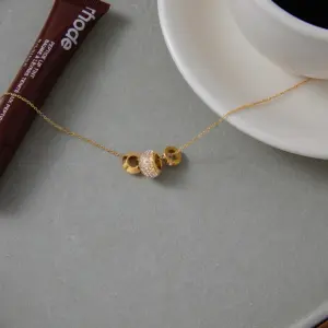 Stainless Steel Gold-Tone Beaded Necklace 12 S04e787fa2c424d3082a69b4b3630e724Q 1