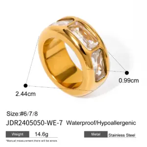 Stainless Steel Gold Tone Geometric Ring 16 S04e9536297224faa9100c67f75ed0fbcp