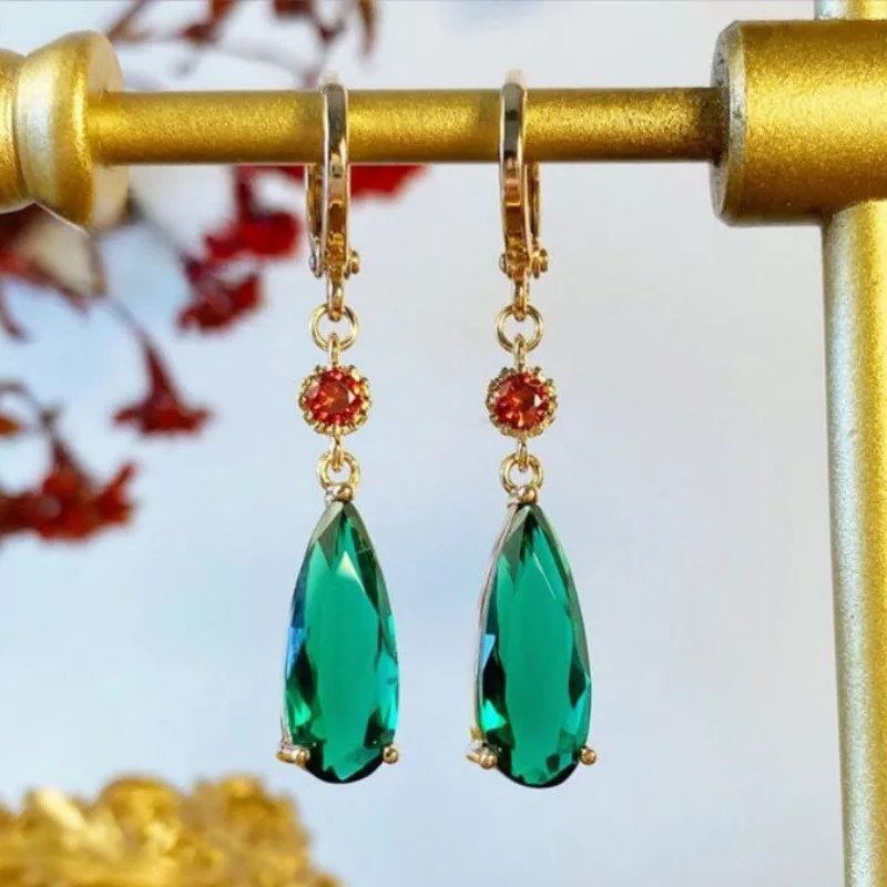 Elegant Green and Red Drop Earrings for Women 4 Elegant Green and Red Drop Earrings for Women - Image 4