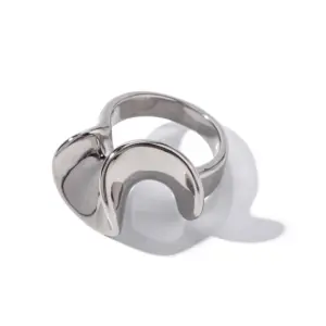 Stainless Steel Gold-Wave Adjustable Ring 15 S051b31567076420ebfd7329df92240099