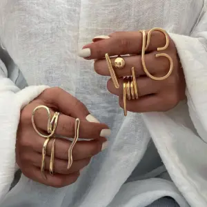 Gold Stainless Steel Geometric Ring JDR2403021 8 S05283c59cf9e4318b0b06faf5b180e2bk