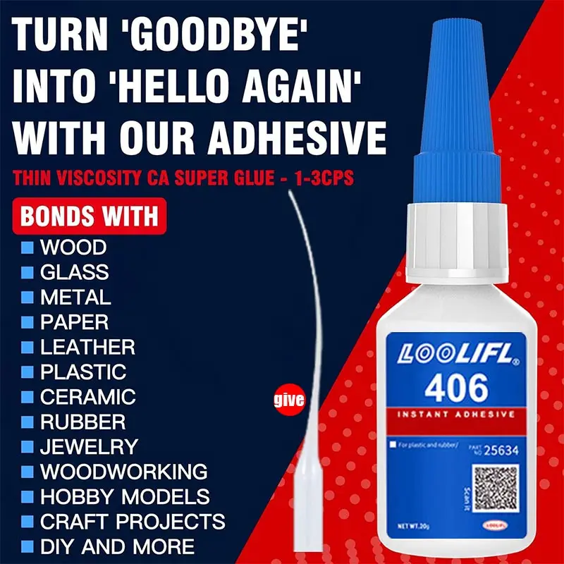 LOOLIFL 406 Instant Super Glue 20ml 6 LOOLIFL 406 Instant Super Glue 20ml - Image 6