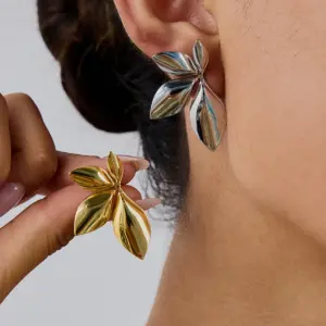 Stainless Steel Leaf Stud Earrings 10 S05450967c8fa419cad5b9292082e4a245