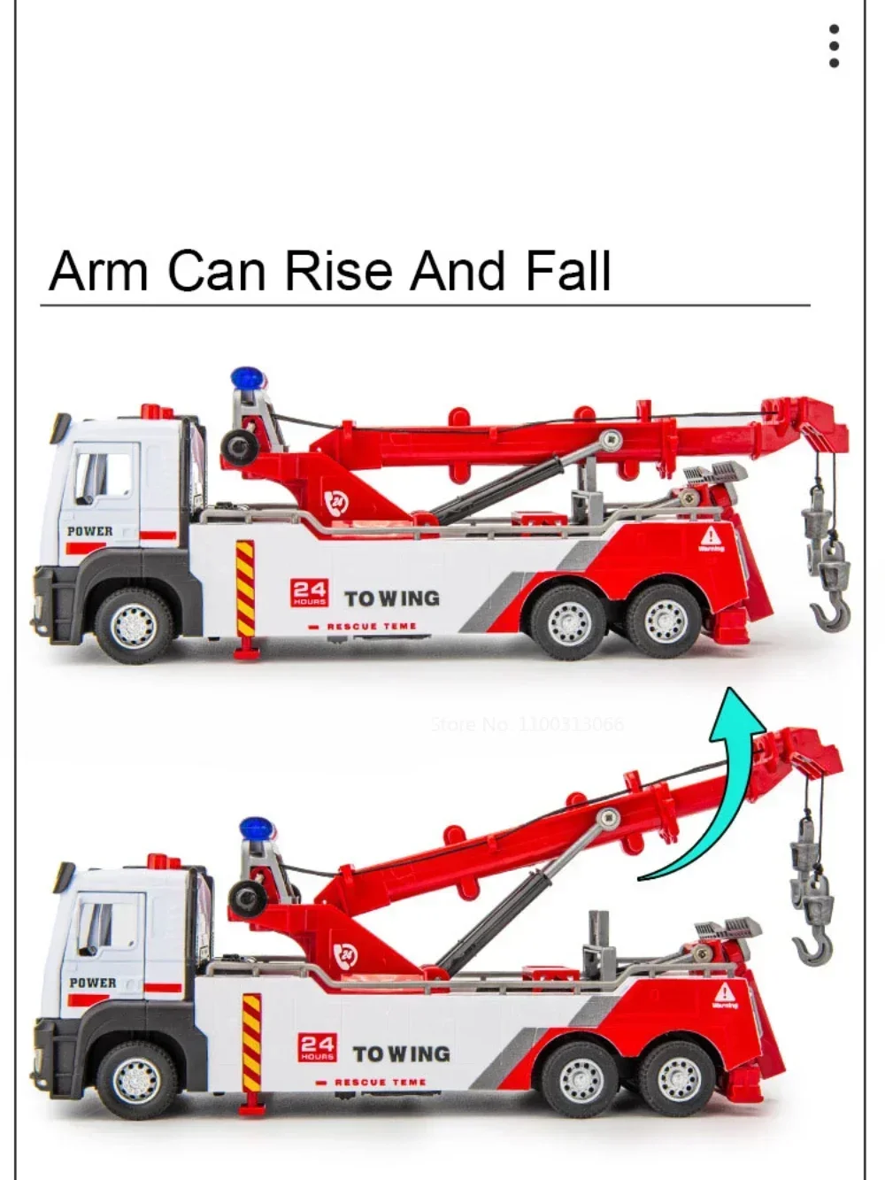 Alloy Rescue Tow Truck Model 21.5cm 6 Alloy Rescue Tow Truck Model 21.5cm - Image 6