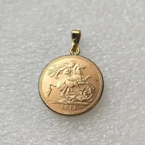 Vintage 1911 British Sovereign Coin Pendant 9 S05657163ed6b404a966c15aeb54430b51