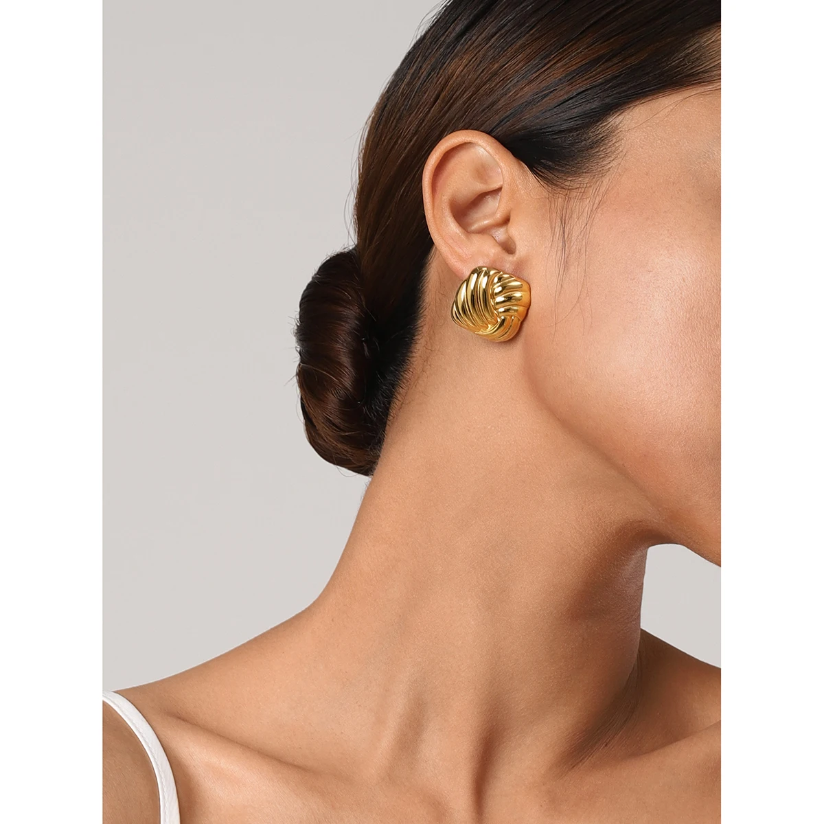 Bold Gold Stainless Steel Geometric Earrings 3 Bold Gold Stainless Steel Geometric Earrings - Image 3