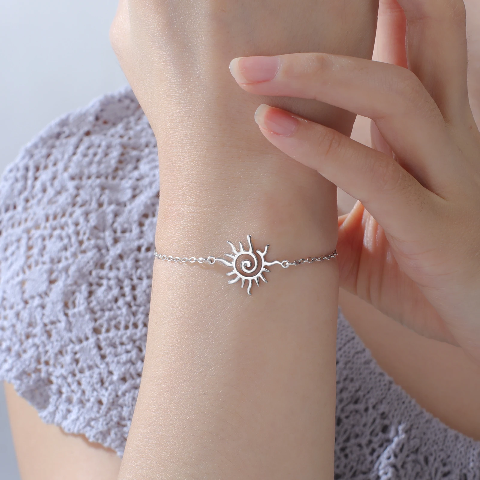 Celestial Spiral Sun Charm Bracelet for Women 5 Celestial Spiral Sun Charm Bracelet for Women - Image 5