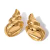 Bold Gold Conch Stainless Steel Earrings