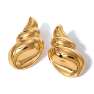 Bold Gold Conch Stainless Steel Earrings