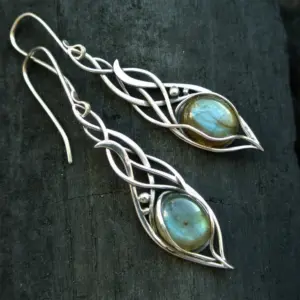 Vintage Silver & Green Stone Drop Earrings 3 S05b92d5abccf46ae99a17bfed366314fW
