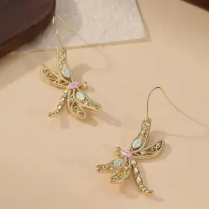 Vintage Copper Dragonfly Drop Earrings in Gold & Silver 10 S05baff05e60f41d2b213e20b31da92832