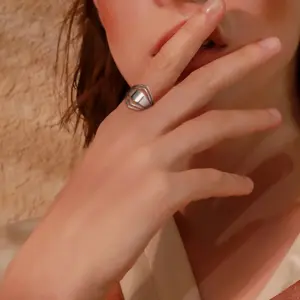 Geometric Rhombus Stainless Steel Ring for Women 12 S05bcbee061db4c9b9790ed2a0bdc9122u