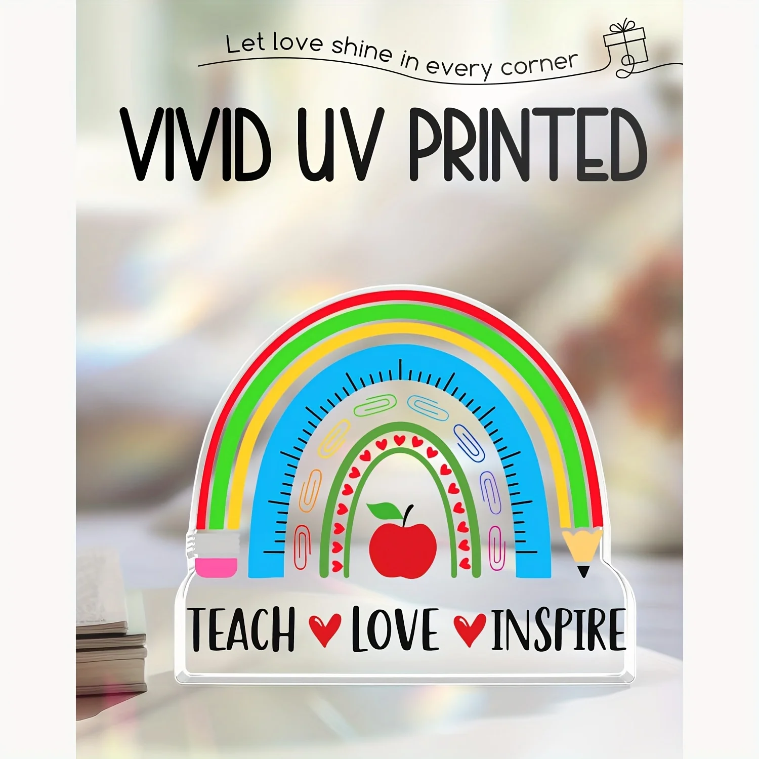 Colorful Rainbow Teacher Appreciation Acrylic Ornament 6 Colorful Rainbow Teacher Appreciation Acrylic Ornament - Image 6