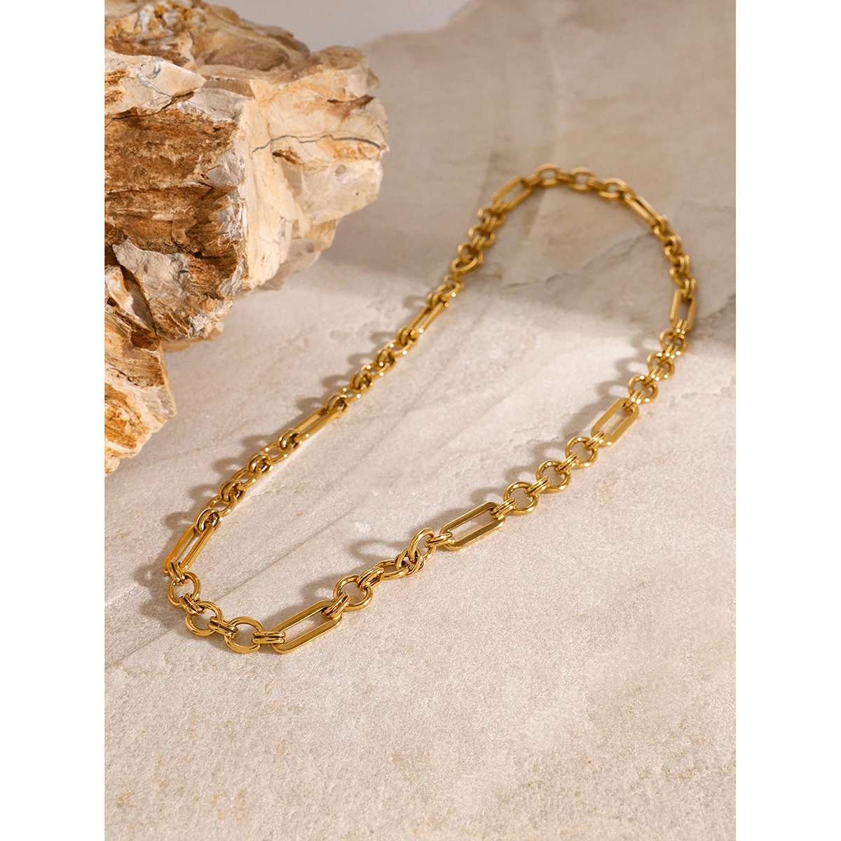 Geometric Stainless Steel Necklace with Gold-Tone Finish 6 Geometric Stainless Steel Necklace with Gold-Tone Finish - Image 6