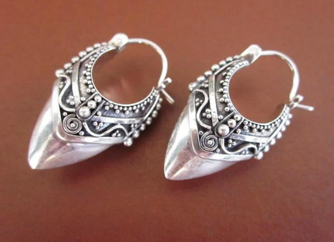 Silver Filigree Drop Earrings for Women 4 Silver Filigree Drop Earrings for Women - Image 4