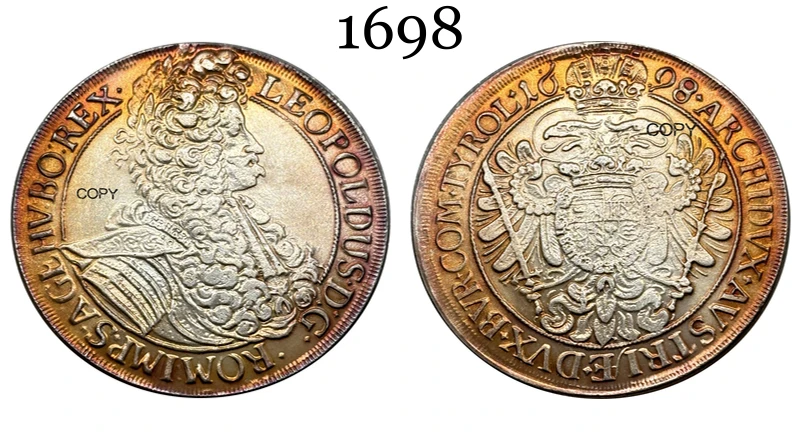 Austrian Empire 1698 Thaler Replica Coin 7 Austrian Empire 1698 Thaler Replica Coin - Image 7