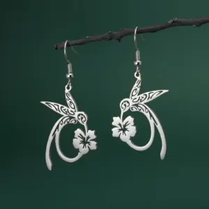 Stainless Steel Hummingbird & Flower Earrings 9 S06747a28c6754368babfed761c30cb59V