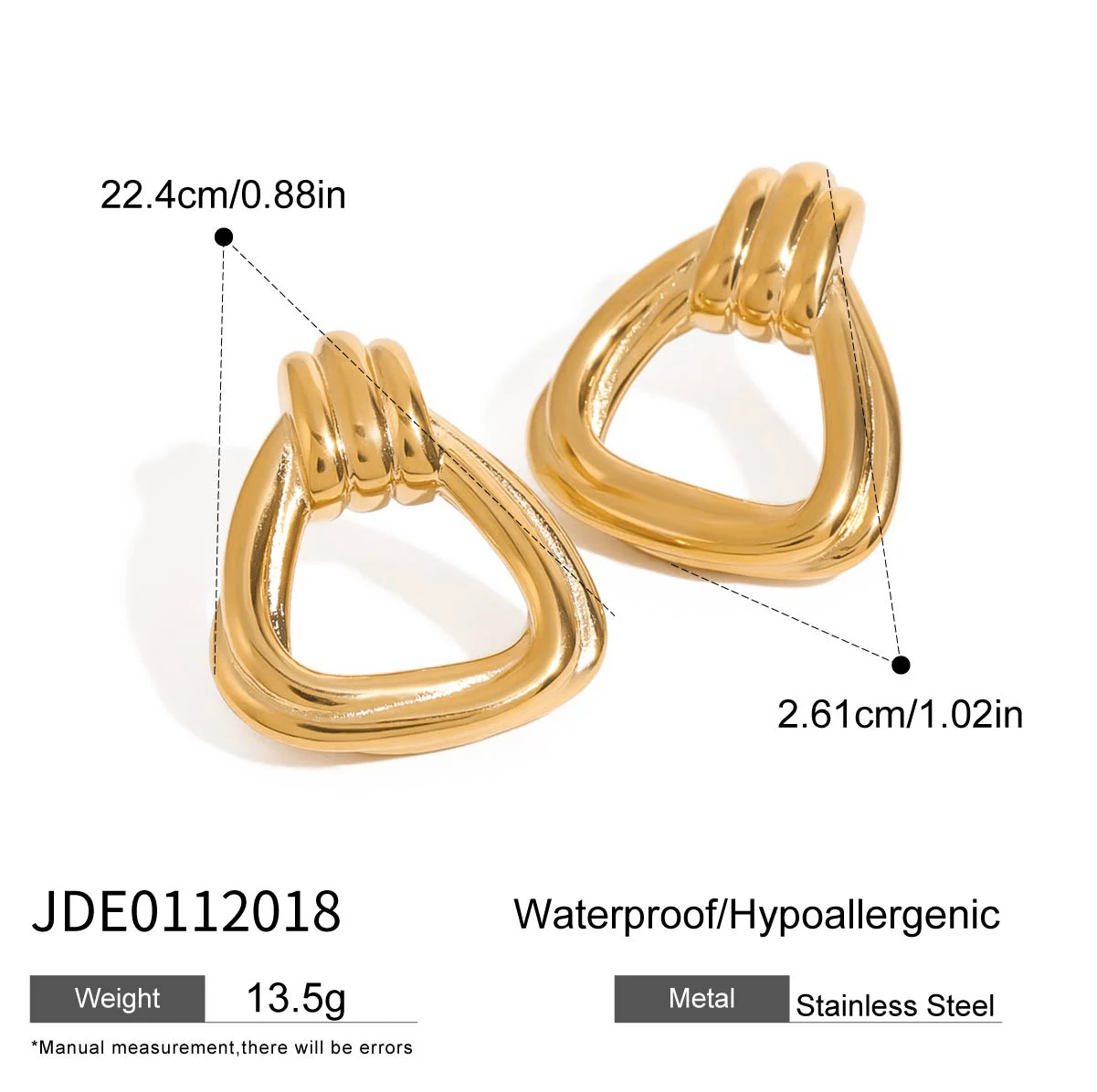 Stainless Steel Gold Geometric Earrings 7 Stainless Steel Gold Geometric Earrings - Image 7