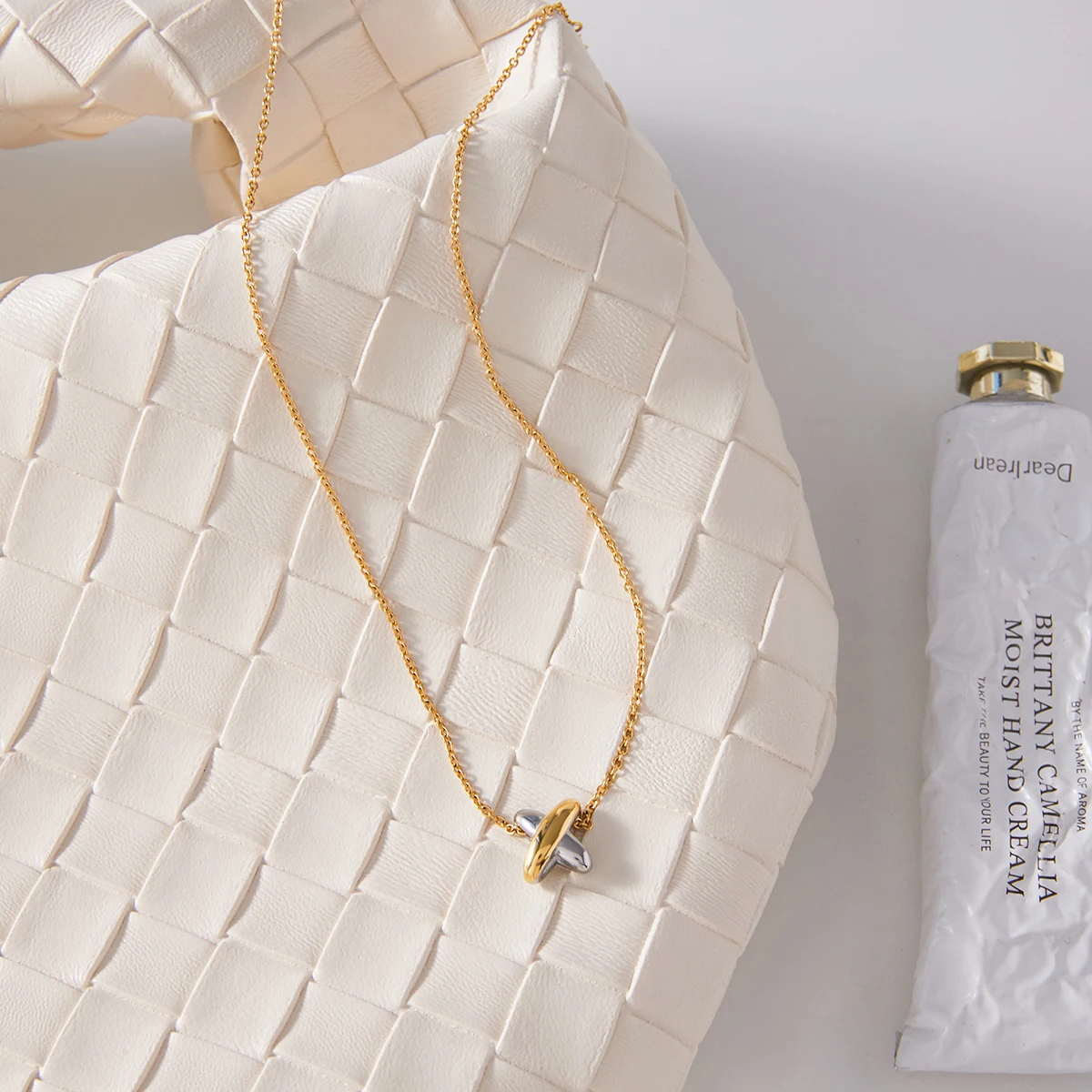 Minimalist Two-Tone Stainless Steel Necklace 5 Minimalist Two-Tone Stainless Steel Necklace - Image 5