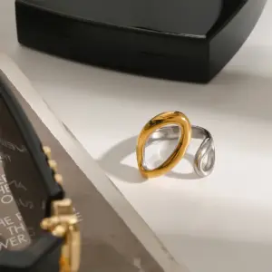 Stainless Steel Gold and Silver Women's Ring 8 S06bec2ddc0b54ebdbc644f2c016229a3J