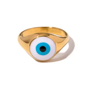 Stainless Steel Evil Eye Ring with Gold PVD 16 S06d590b16a094f64aee32253872ab6321