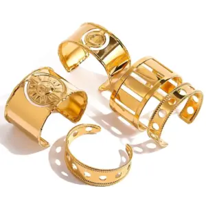 Stainless Steel Wide Cuff Bangles Set