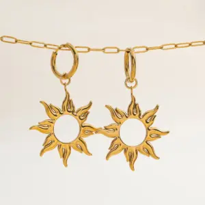 Stainless Steel Sun Earrings with Platinum Finish 11 S06f65b4b71b442e2879deb9fcbad3137g