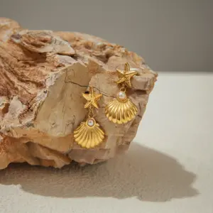 Ocean-Inspired Gold Stainless Steel Drop Earrings 10 S071ace14e9774f53aed493f3982c2aadh