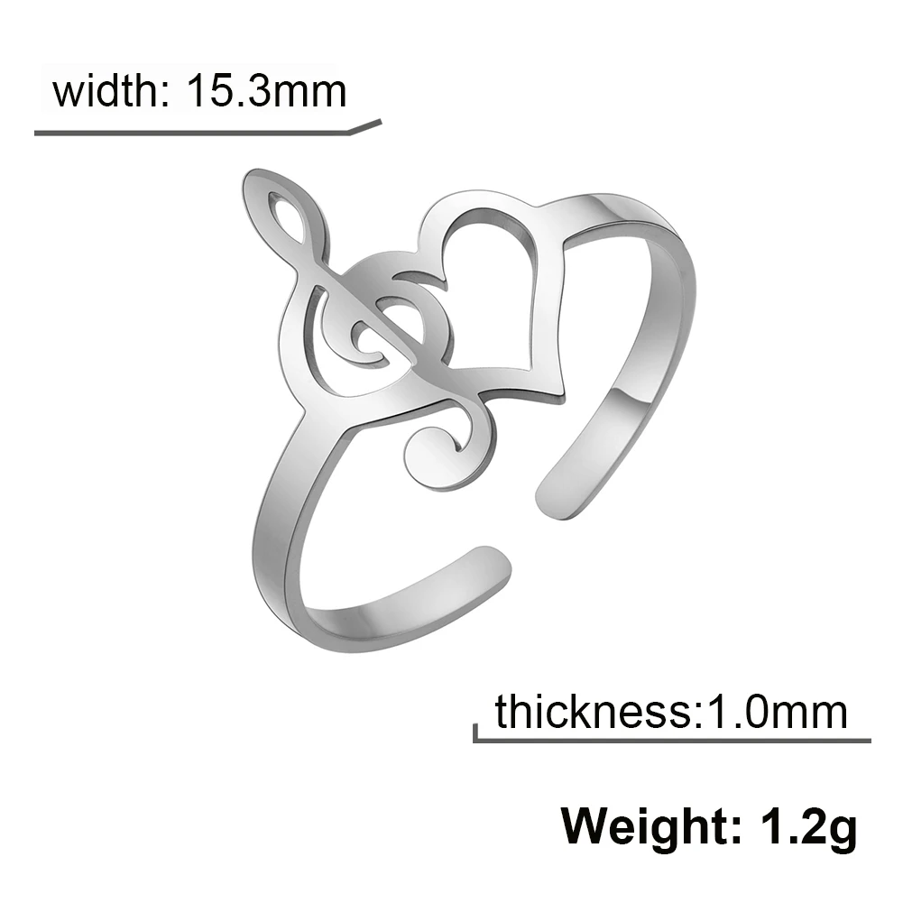 Music Note Heart Ring for Women 7 Music Note Heart Ring for Women - Image 7