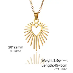 Stainless Steel Sunburst Heart Necklace 12 S07568a8cdc5f408090ff8ed0fc57be8dg