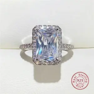 Elegant Platinum Wedding Ring with Zircon Stones