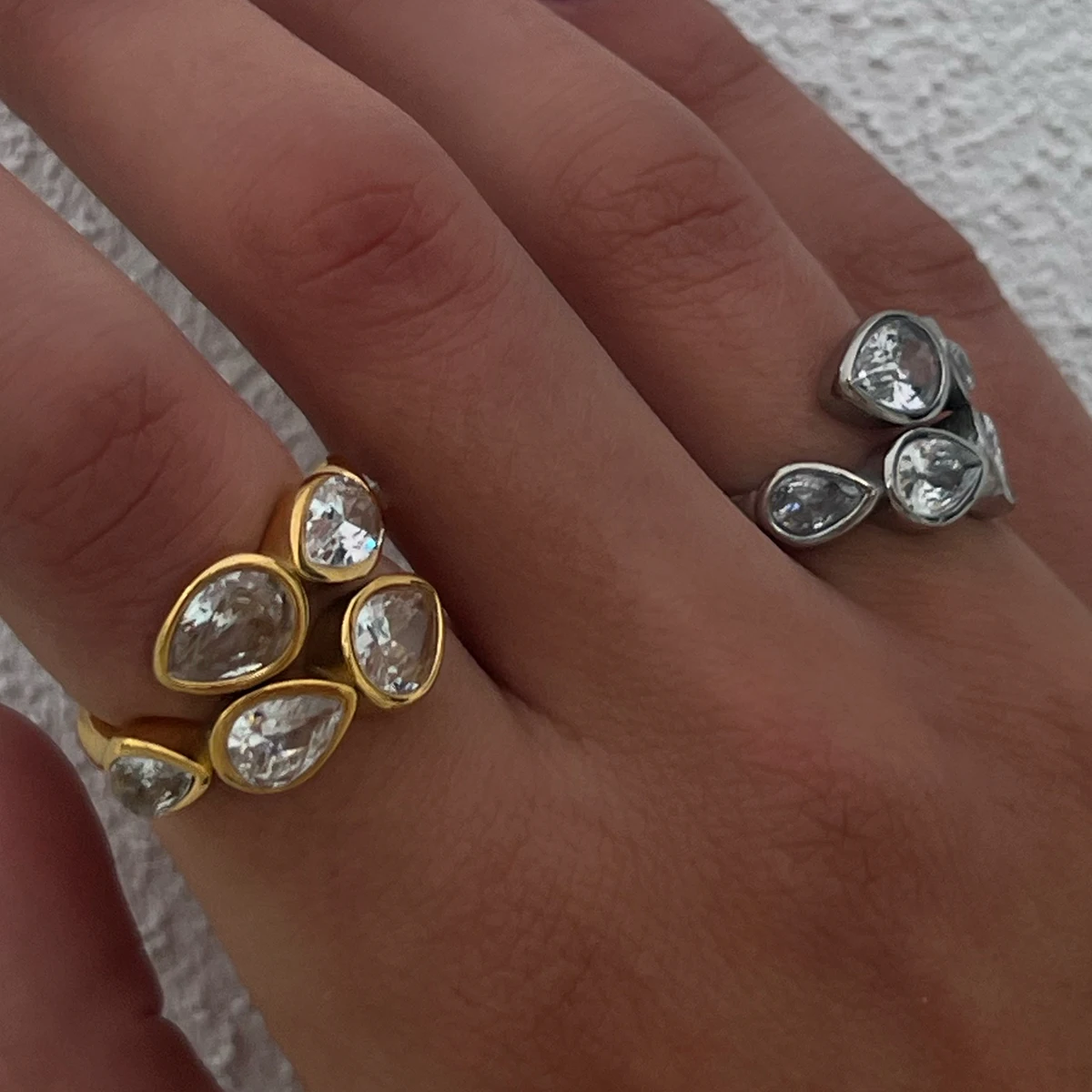 Stainless Steel Zircon Star Ring Set for Women 2 Stainless Steel Zircon Star Ring Set for Women - Image 2