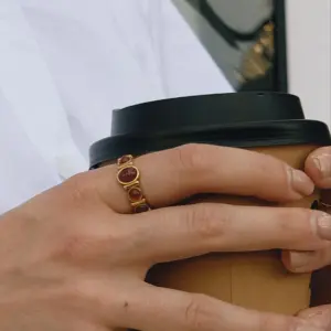 Vintage Stainless Steel Women's Ring with Gemstones 10 S07ba8fd910cb433fafd13e370167be71Q