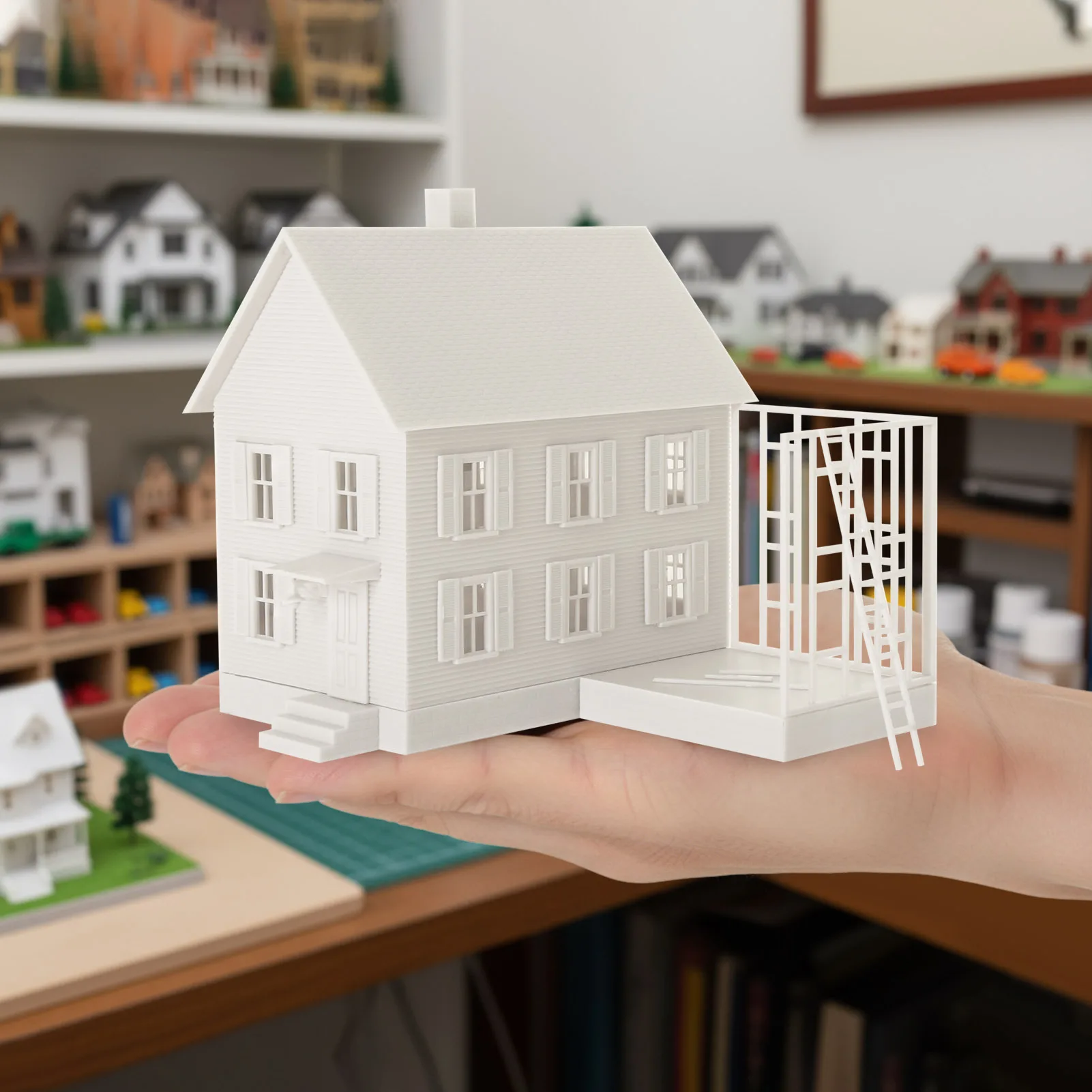 HO Scale White Model House Kit for Scenic Layouts 4 HO Scale White Model House Kit for Scenic Layouts - Image 4