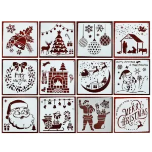 Christmas Holiday Scene Stencil Set 12 pcs 8 S07f48458cbc54d30ba2e35010404bf9cc
